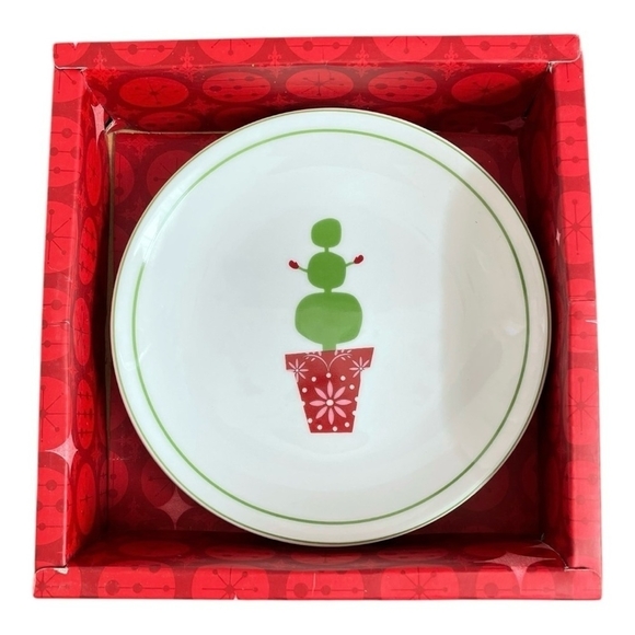 VNTG 2006 STARBUCKS Christmas Holiday Plates Set of 4 Ceramic Snowman Tree Plate - Picture 2 of 4